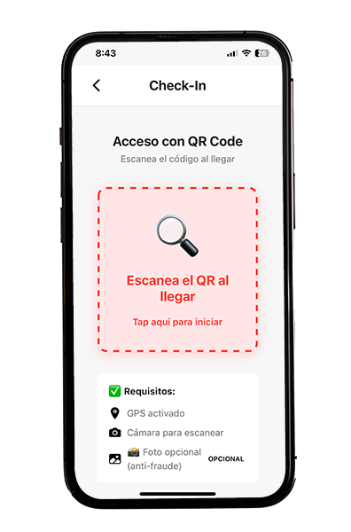 Acceso con QR o NFC en ParkSpot